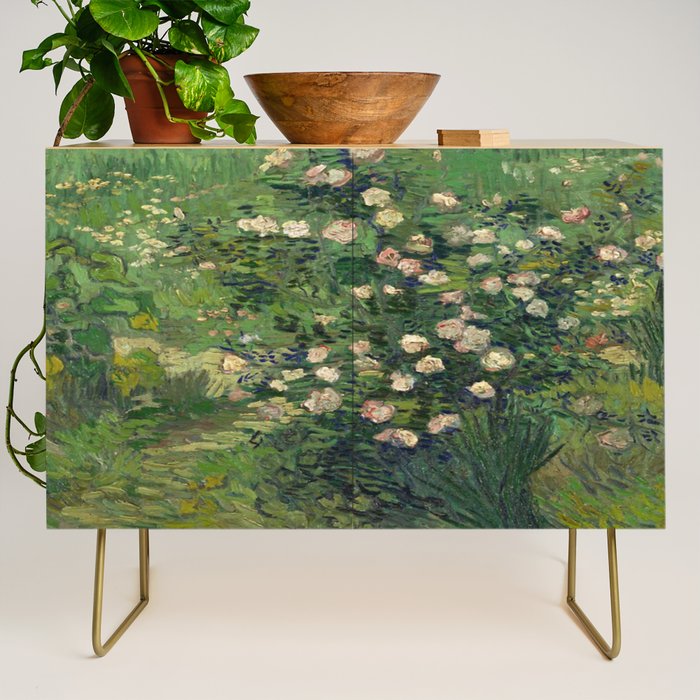 Vincent Van Gogh,Blooming Rose Bush Credenza Gallery Image 1