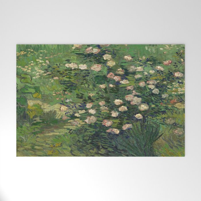 Vincent Van Gogh,Blooming Rose Bush Welcome Mat Gallery Image 1