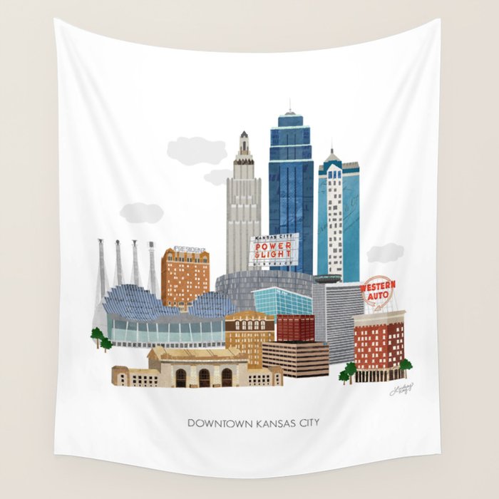 Kansas City Skyline Wall Tapestry Gallery Image 4