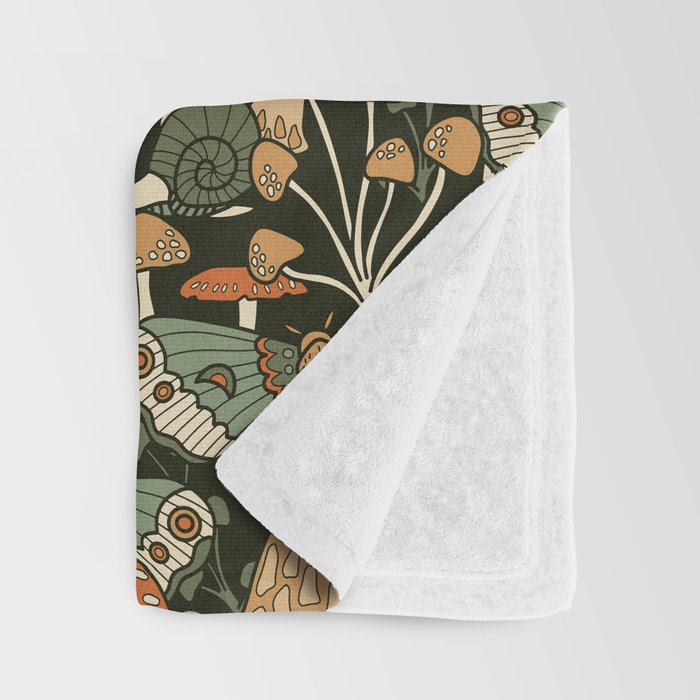 Mushroom Garden Winter Night Throw Blanket Gallery Image 3
