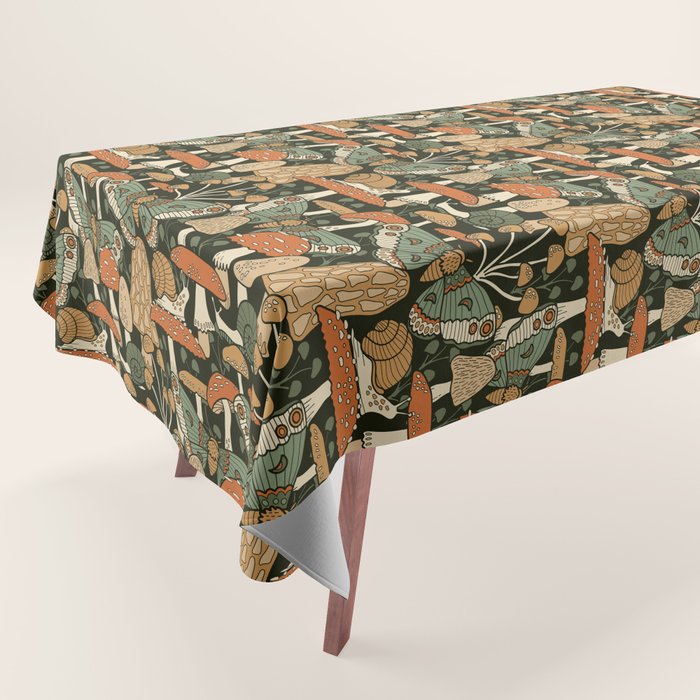 Mushroom Garden Winter Night Tablecloth Gallery Image 1
