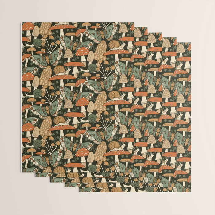 Mushroom Garden Winter Night Wrapping Paper Gallery Image 3