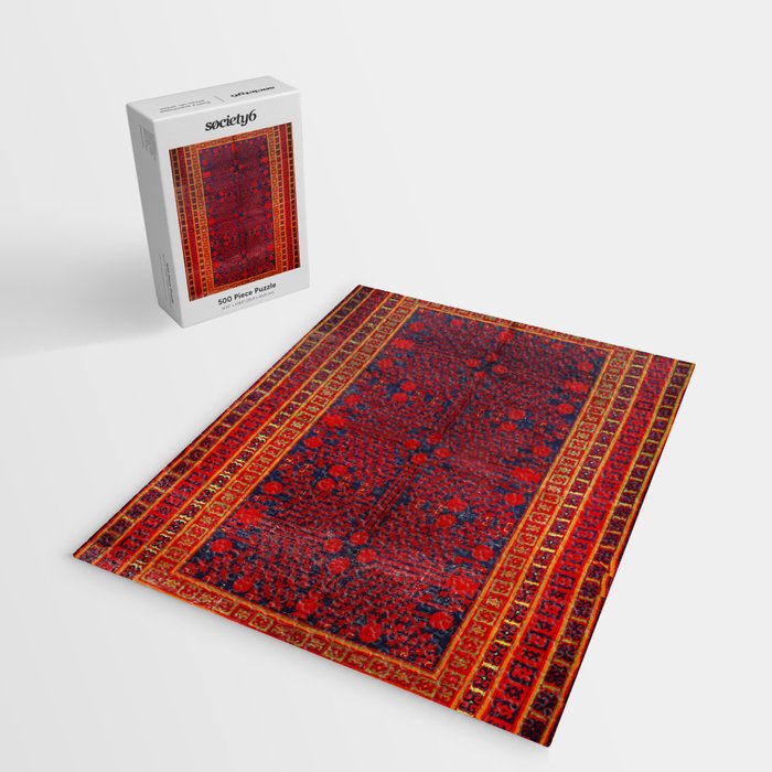 China Khotan 19th Century Authentic Colorful Red Blue Yellow Vintage Patterns Jigsaw Puzzle Gallery Image 2