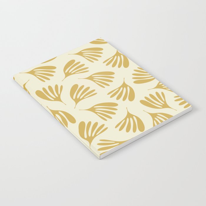 Wispy Leaves Contemporary Pattern in Mustard Gold and Cream Notebook Gallery Image 2