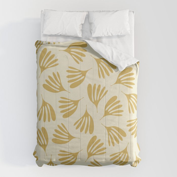 Wispy Leaves Contemporary Pattern in Mustard Gold and Cream Comforter Gallery Image 6