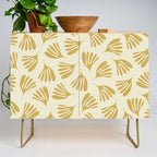 Wispy Leaves Contemporary Pattern in Mustard Gold and Cream Credenza Gallery Image 1