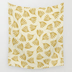 Wispy Leaves Contemporary Pattern in Mustard Gold and Cream Wall Tapestry Gallery Image 4