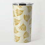 Wispy Leaves Contemporary Pattern in Mustard Gold and Cream Travel Mug Gallery Image 1