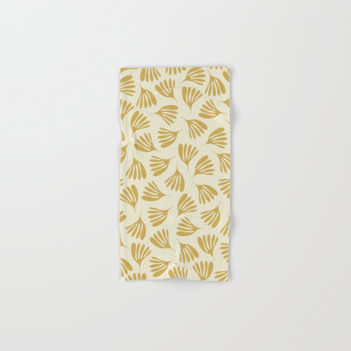 Wispy Leaves Contemporary Pattern in Mustard Gold and Cream Bath Towel Gallery Image 1