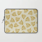 Wispy Leaves Contemporary Pattern in Mustard Gold and Cream Laptop Sleeve Gallery Image 1