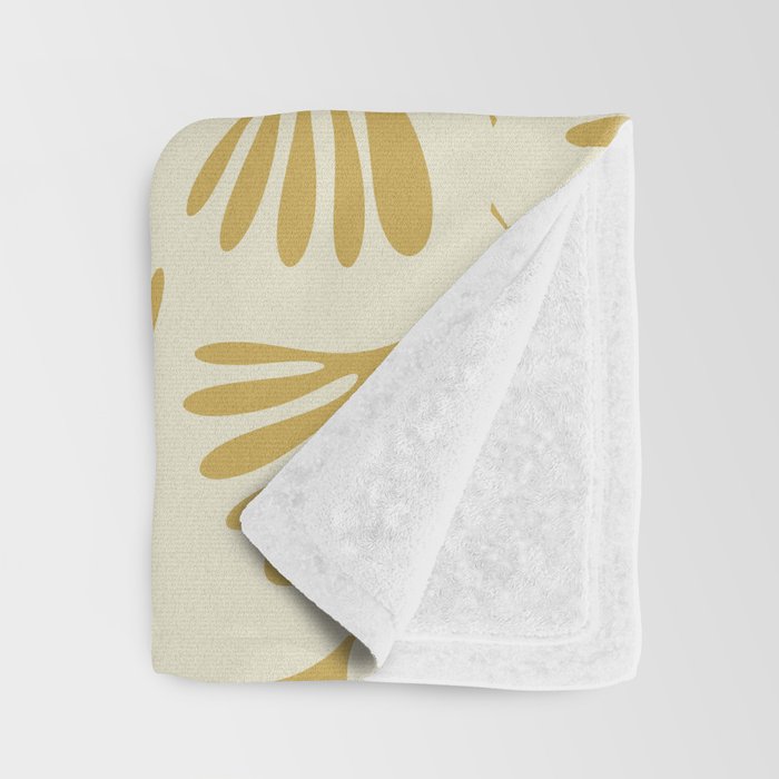 Wispy Leaves Contemporary Pattern in Mustard Gold and Cream Throw Blanket Gallery Image 3