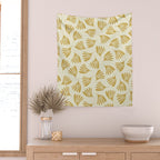 Wispy Leaves Contemporary Pattern in Mustard Gold and Cream Wall Tapestry Gallery Image 2