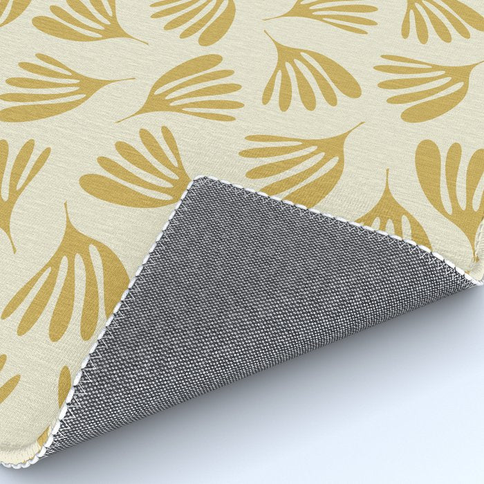 Wispy Leaves Contemporary Pattern in Mustard Gold and Cream Rug Gallery Image 4