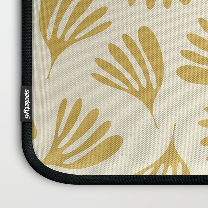 Wispy Leaves Contemporary Pattern in Mustard Gold and Cream Laptop Sleeve Gallery Image 3