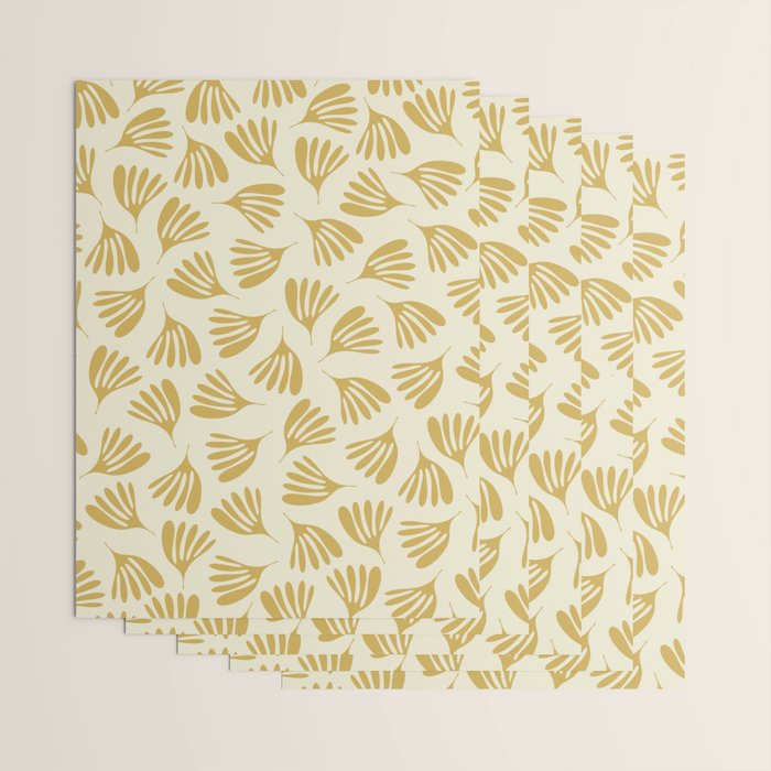 Wispy Leaves Contemporary Pattern in Mustard Gold and Cream Wrapping Paper Gallery Image 3
