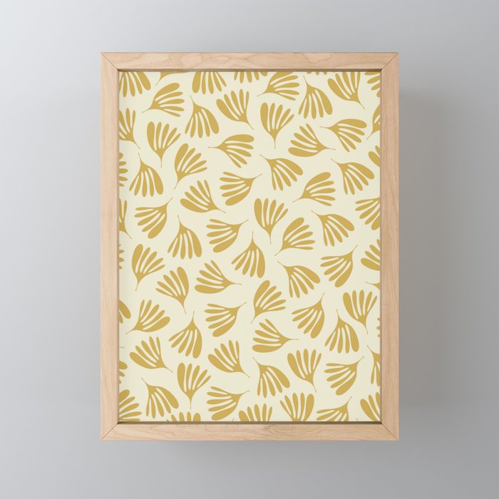 Wispy Leaves Contemporary Pattern in Mustard Gold and Cream Mini Art Print Gallery Image 1