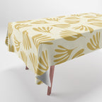 Wispy Leaves Contemporary Pattern in Mustard Gold and Cream Tablecloth Gallery Image 1