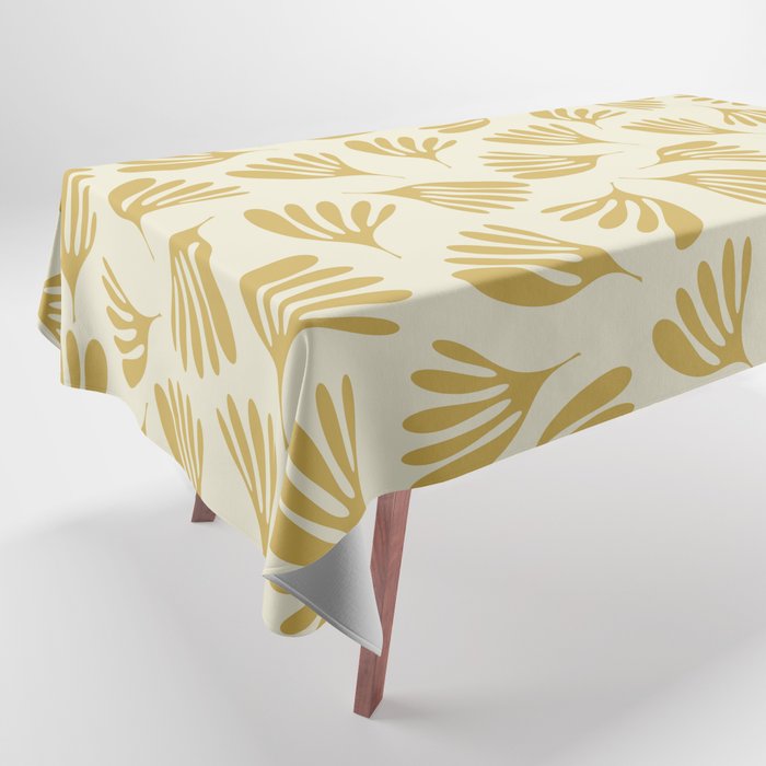 Wispy Leaves Contemporary Pattern in Mustard Gold and Cream Tablecloth Gallery Image 1