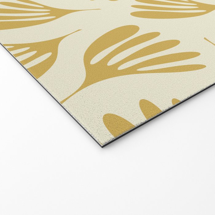 Wispy Leaves Contemporary Pattern in Mustard Gold and Cream Welcome Mat Gallery Image 2