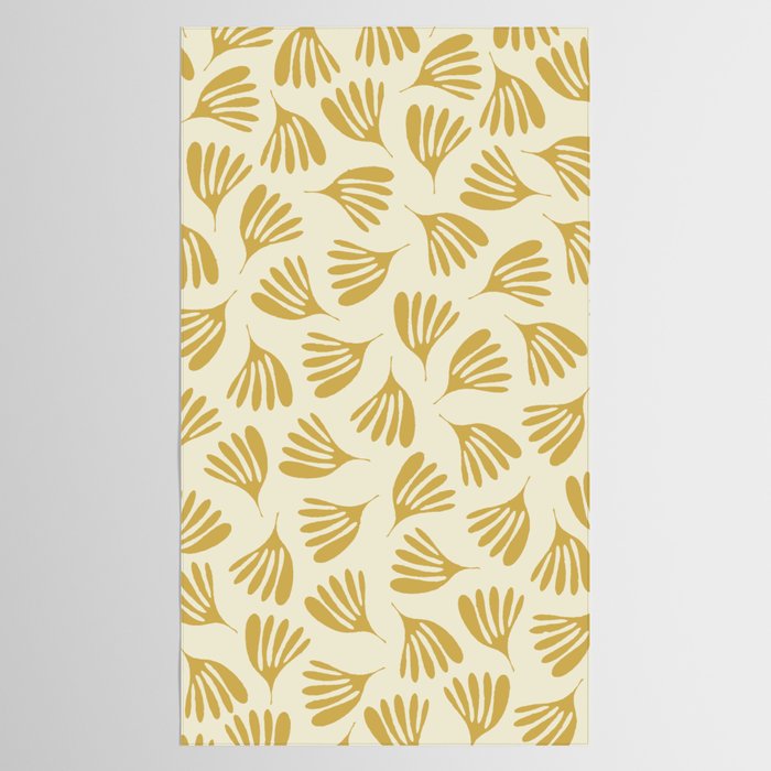 Wispy Leaves Contemporary Pattern in Mustard Gold and Cream Tablecloth Gallery Image 2