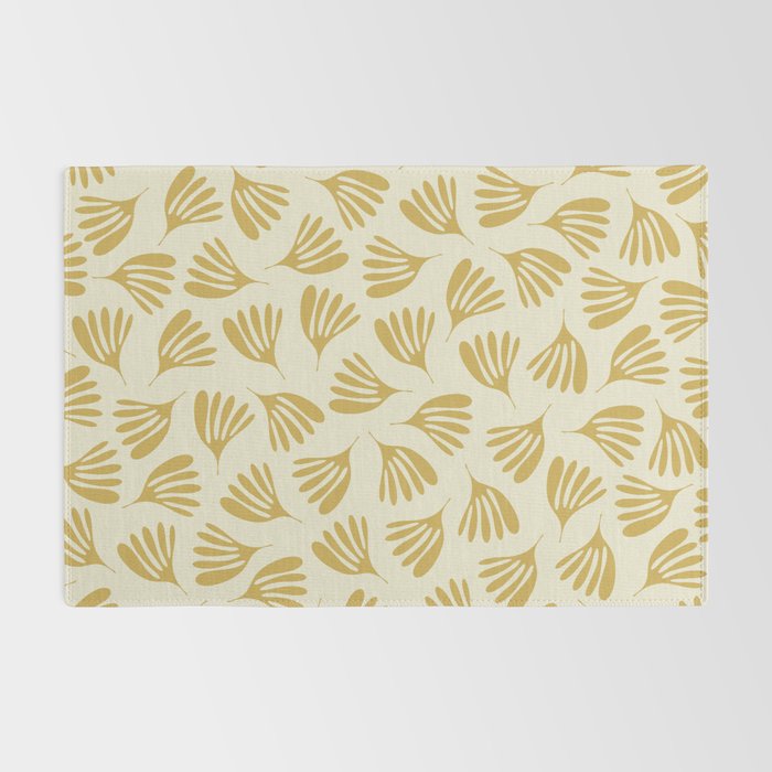 Wispy Leaves Contemporary Pattern in Mustard Gold and Cream Rug Gallery Image 2