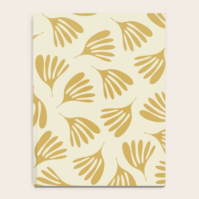 Wispy Leaves Contemporary Pattern in Mustard Gold and Cream Notebook Gallery Image 4