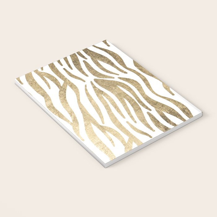 Chic faux gold white modern zebra animal print pattern Notebook Gallery Image 3
