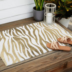 Chic faux gold white modern zebra animal print pattern Outdoor Rug Gallery Image 2
