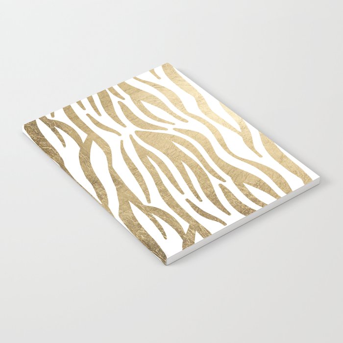 Chic faux gold white modern zebra animal print pattern Notebook Gallery Image 1