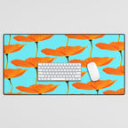 Poppies On A Turquoise Background #decor #society6 #buyart Desk Mat Gallery Image 1