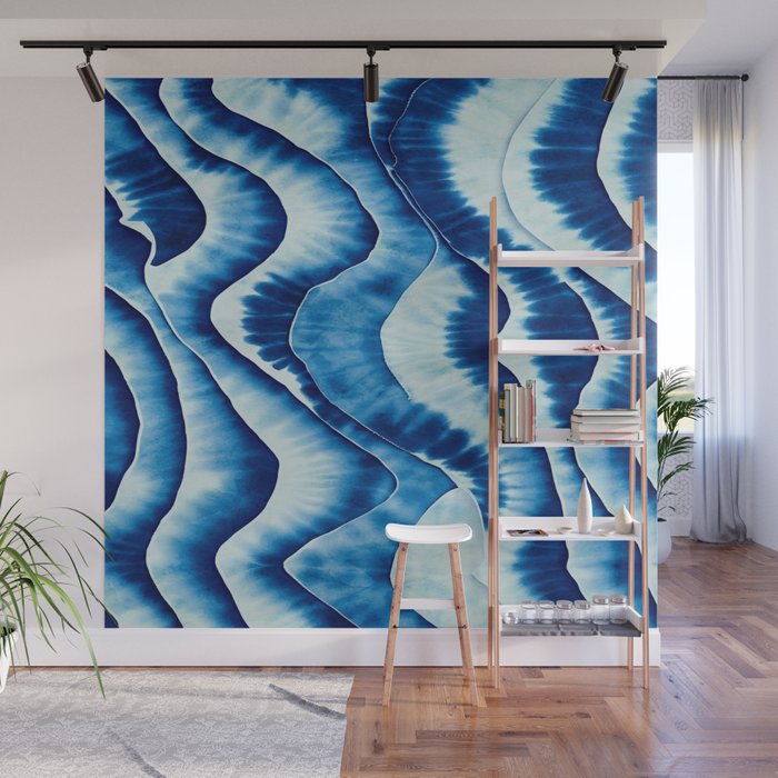 Shibori: Japanese Indigo Tie-Dye Pattern 01 Wall Mural Gallery Image 1