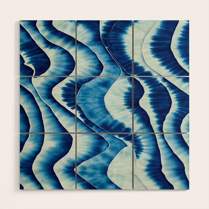 Shibori: Japanese Indigo Tie-Dye Pattern 01 Wood Wall Art Gallery Image 1
