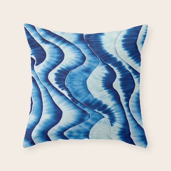Shibori: Japanese Indigo Tie-Dye Pattern 01 Throw Pillow Gallery Image 1