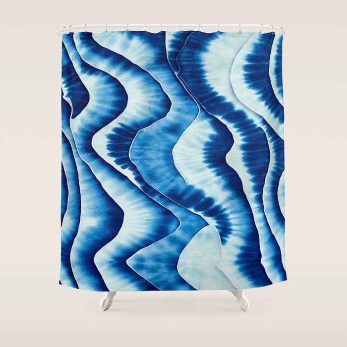 Shibori: Japanese Indigo Tie-Dye Pattern 01 Shower Curtain Gallery Image 1