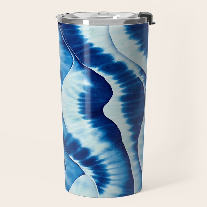 Shibori: Japanese Indigo Tie-Dye Pattern 01 Travel Mug Gallery Image 2