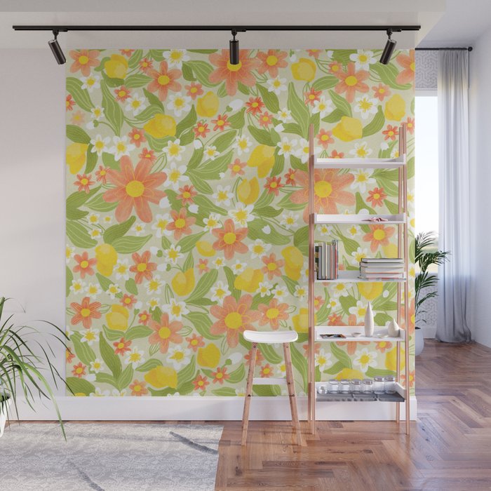 Christina Light Flower Pattern Wall Mural Gallery Image 1