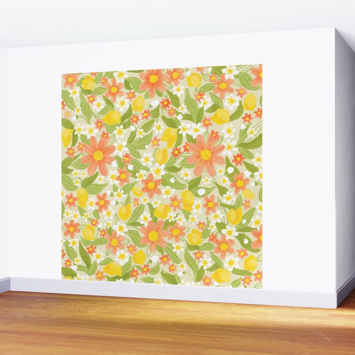 Christina Light Flower Pattern Wall Mural Gallery Image 2