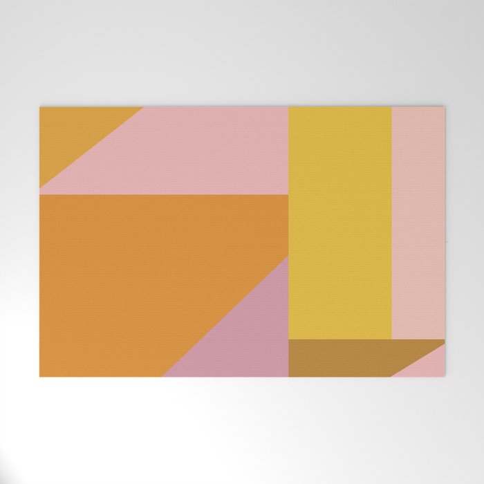 Shapes in Vintage Modern Pink, Orange, Yellow, and Lavender Welcome Mat Gallery Image 1