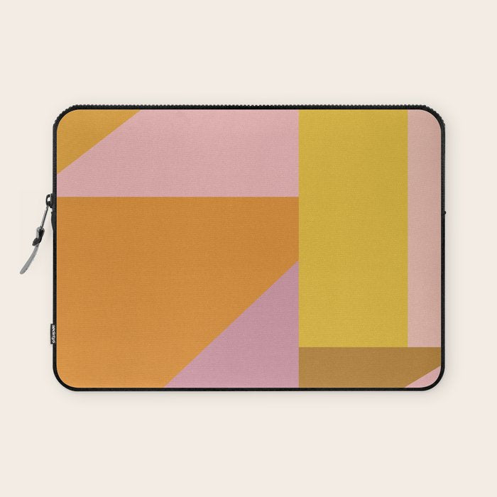 Shapes in Vintage Modern Pink, Orange, Yellow, and Lavender Laptop Sleeve Gallery Image 1