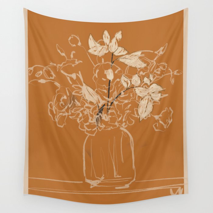 Minimalist Flowers In A Vase 3 Wall Tapestry Gallery Image 4