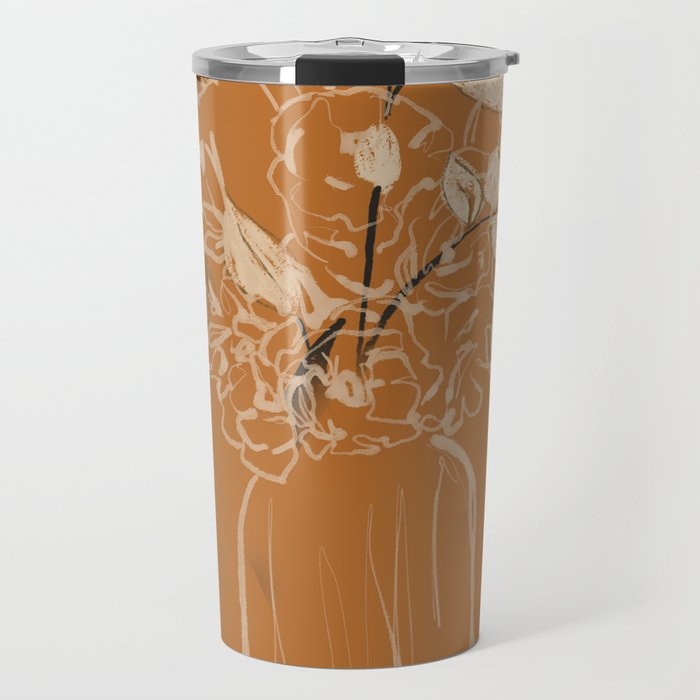 Minimalist Flowers In A Vase 3 Travel Mug Gallery Image 1
