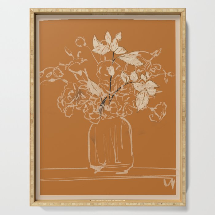 Minimalist Flowers In A Vase 3 Serving Tray Gallery Image 1