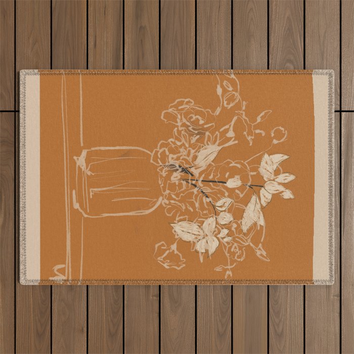 Minimalist Flowers In A Vase 3 Outdoor Rug Gallery Image 1