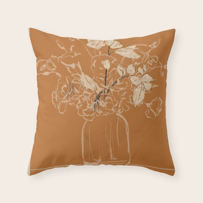 Minimalist Flowers In A Vase 3 Throw Pillow Gallery Image 1
