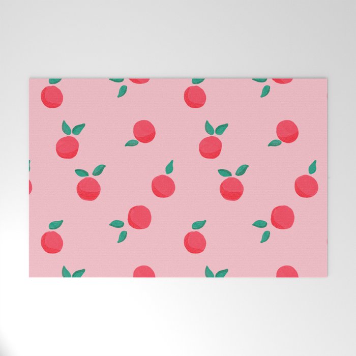 Summer Pink Peaches Pattern Welcome Mat Gallery Image 1