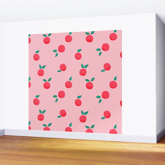 Summer Pink Peaches Pattern Wall Mural Gallery Image 2