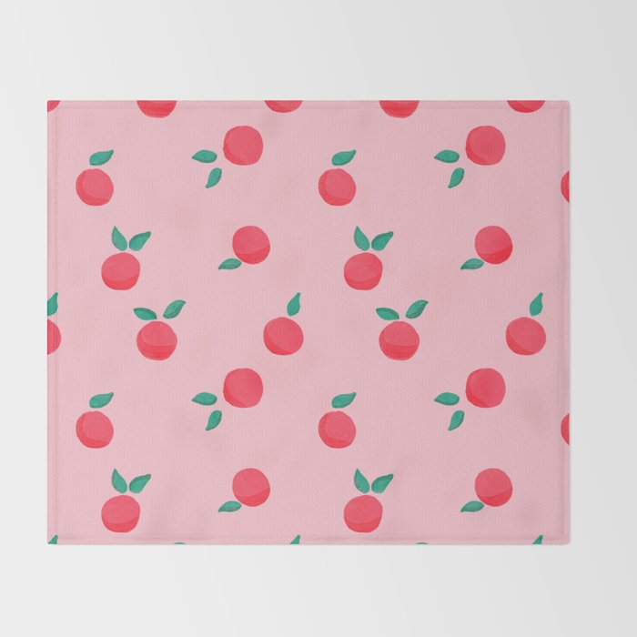Summer Pink Peaches Pattern Throw Blanket Gallery Image 2