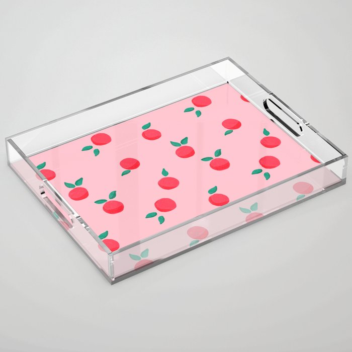 Summer Pink Peaches Pattern Acrylic Tray Gallery Image 1