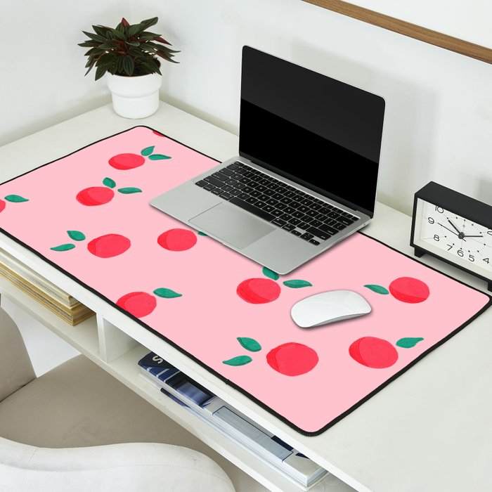 Summer Pink Peaches Pattern Desk Mat Gallery Image 2