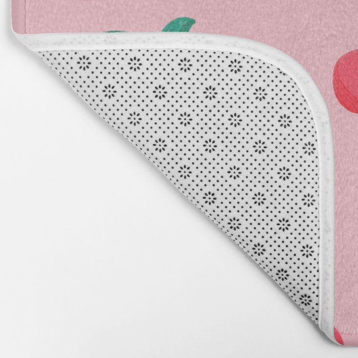 Summer Pink Peaches Pattern Bath Mat Gallery Image 2